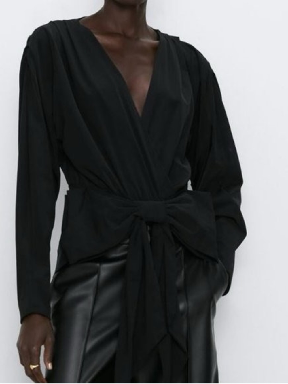Zara Bow V Neck Blouse